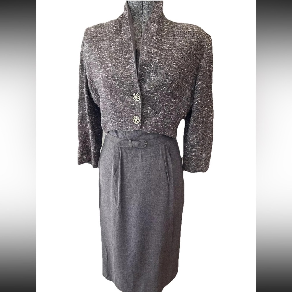 Forever Young by Puritan 1950s ladies 2 pc‎ gray dress with jacket - size Sm/med